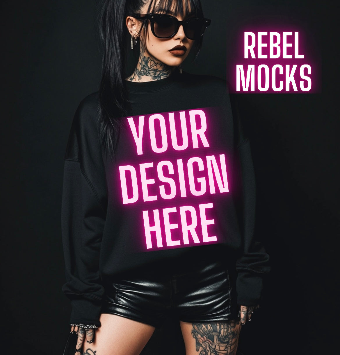 Alt Black Crew Neck Sweatshirt  Edgy Mock Up trendy