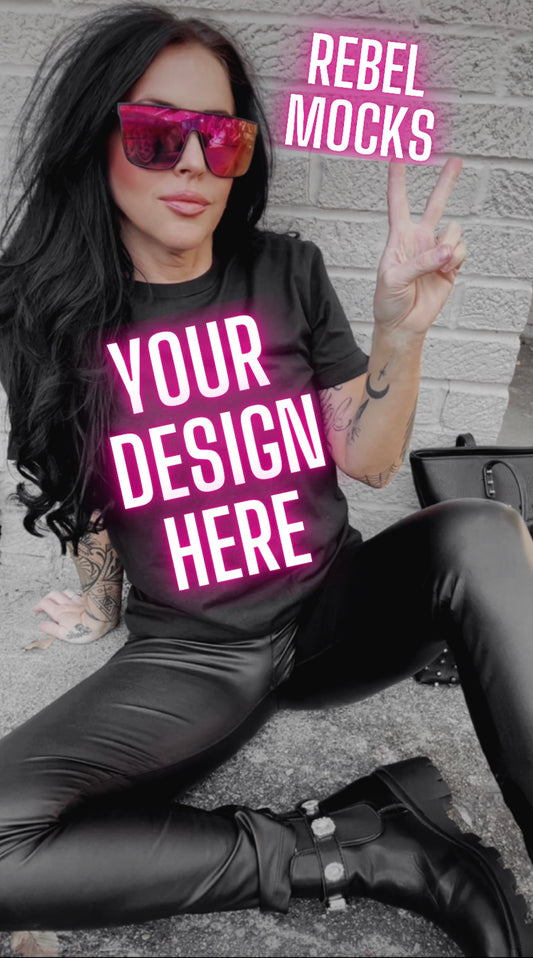 Edgy Black Tee Model Alt Vibes Mock Up