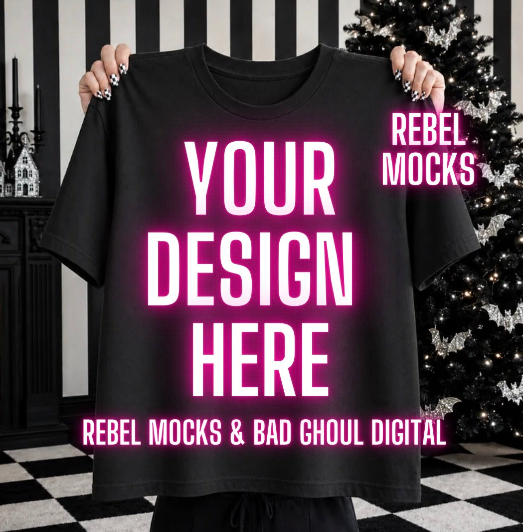 Black Tee|Edgy Holiday Alternative Mock Up