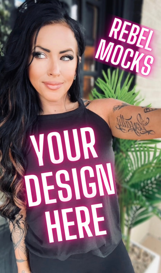 Black Rocker Tank Trending Model Mock Up