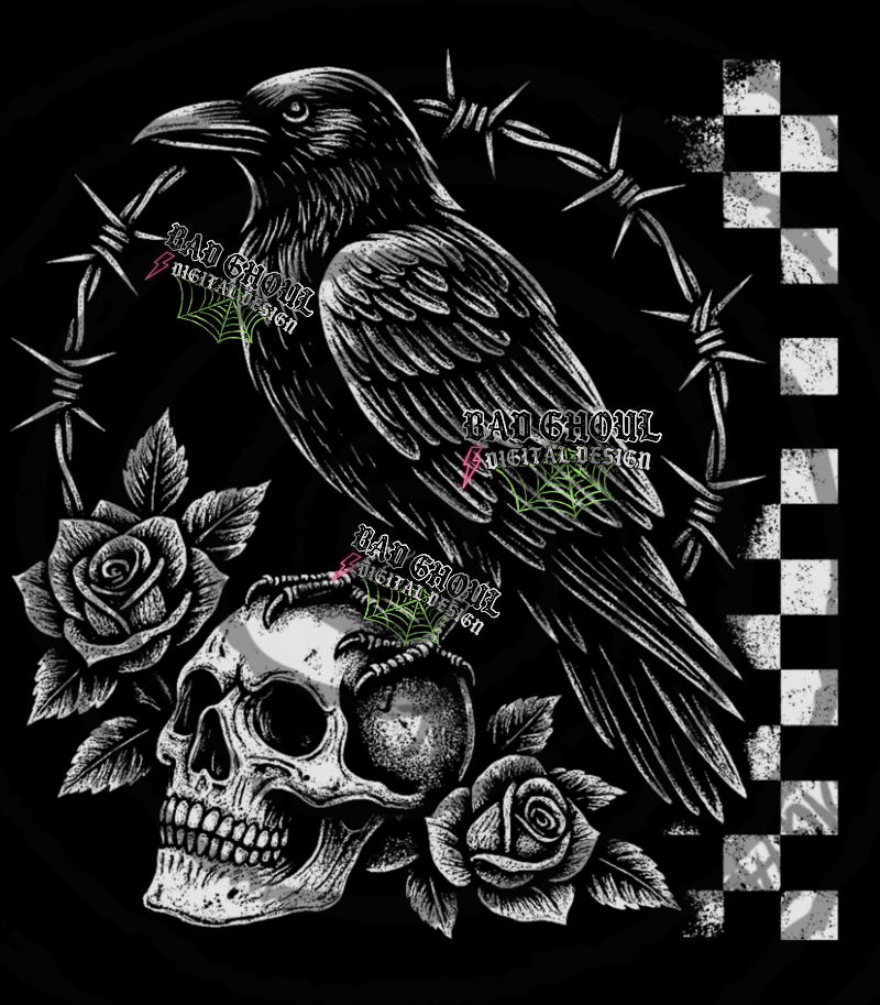 Raven Checkered PNG DOWNLOAD Black Fabric Only