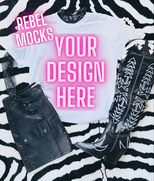 Vibes White Tee Flat Lay Mock UP