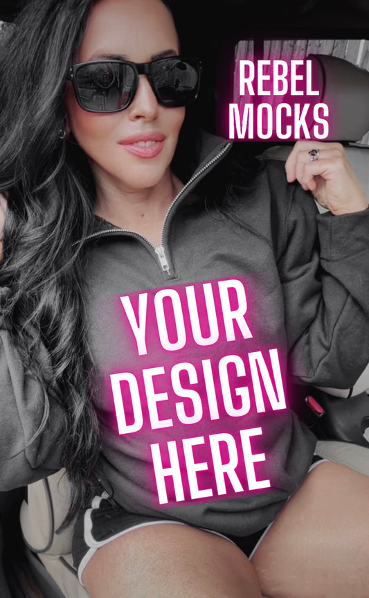 Jerzee Black 1/4 Zip Sweatshirt EDGY Model Mock Up