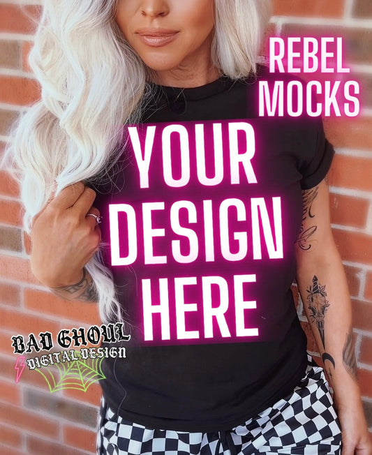 Black Tee IRL Model Mock Up Blondie Vibes