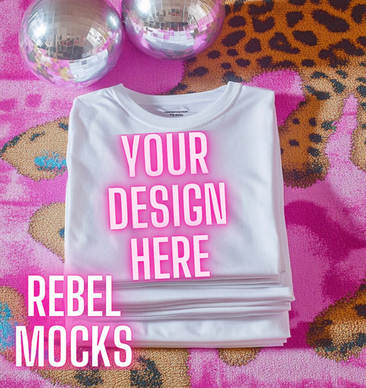 White Tee Trendy Flat Lay Mock Up
