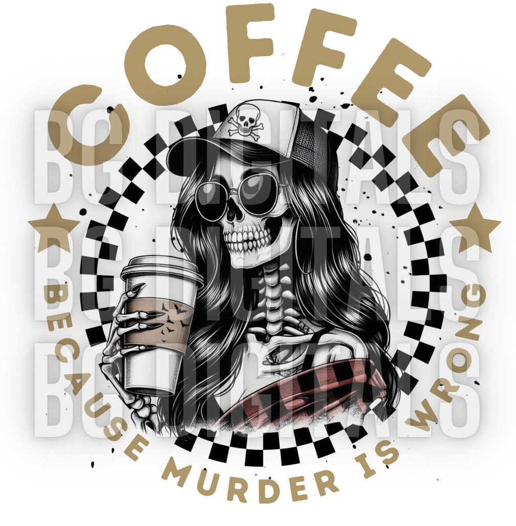 Sub Friendly Coffee Because Murder Is Wrong Brown Check PNG Download