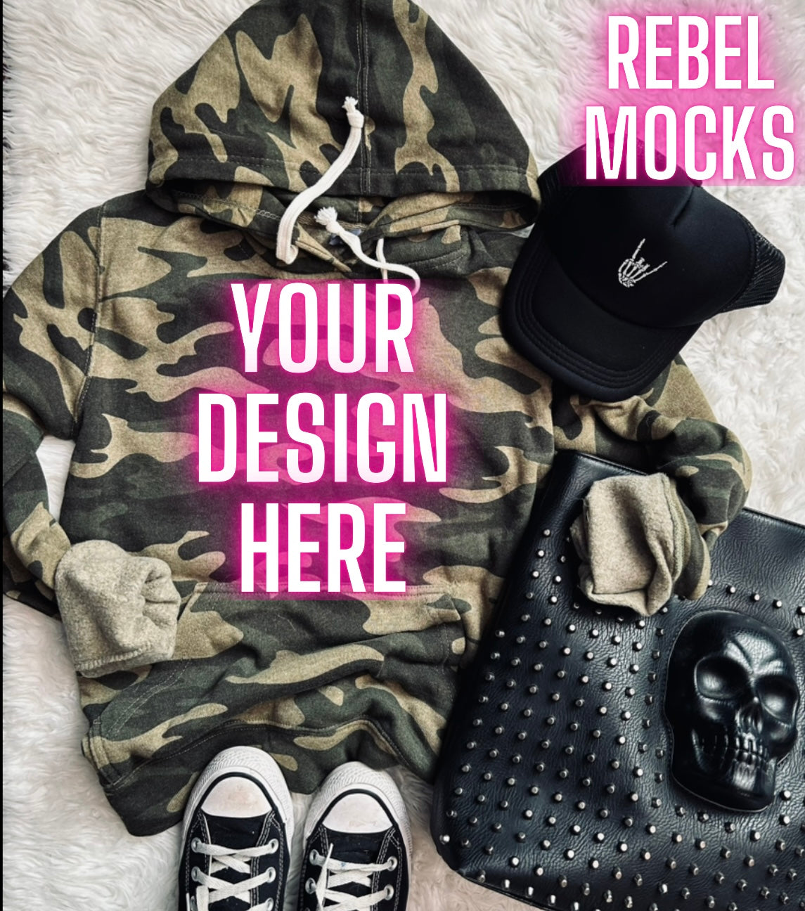 J America Camo Hoodie Flat Lay Mock Up TRENDING