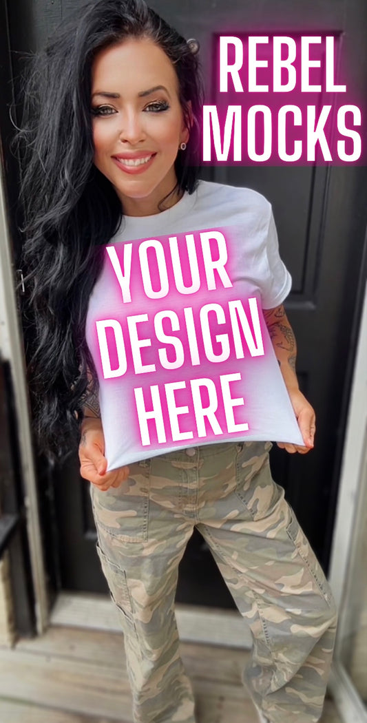 White Tee Model Mock Up Edgy Vibes