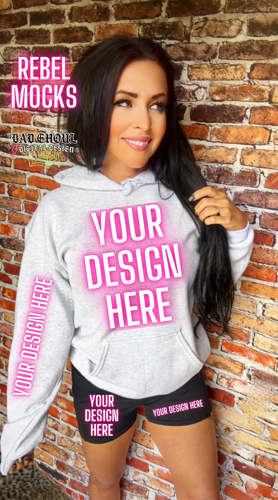 Ash Hoodie and Shorts IRL Model Mock Up trendy