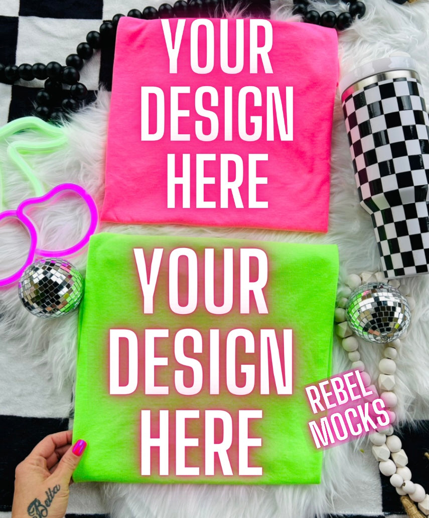 Neon Double Flat Lay Trending Mock Up Flat Lay
