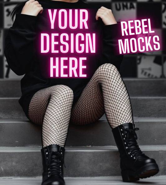 Black Crew Neck Sweatshirt Alternative Model  Mock Up