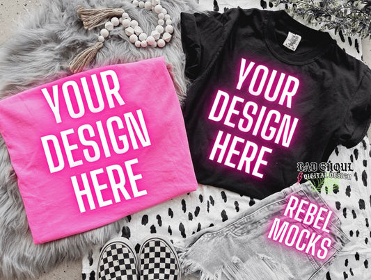 Black and Neon Pink Flat Lay Mock Up Neutral Vibes