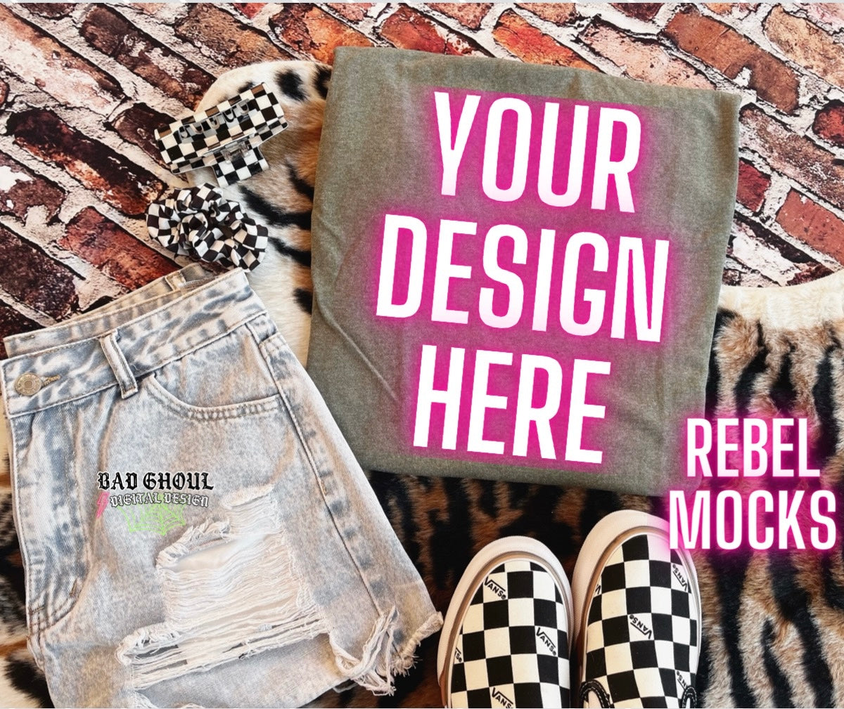 Heather MIlitary Green Tee Flat Lay Mock Up