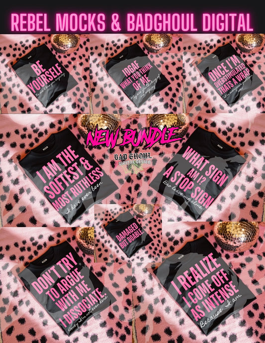 Pink & Black Text Bundle PNG Download 20 Files