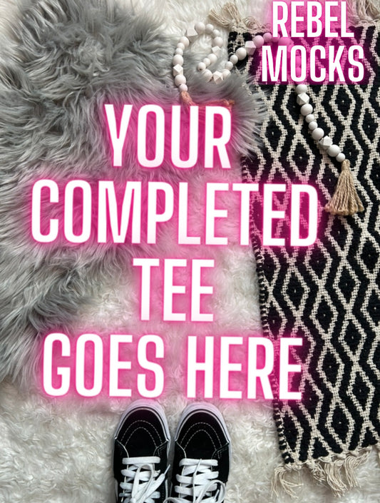 Blank Trendy YOU ADD YOUR TEE Flat Lay Mock Up