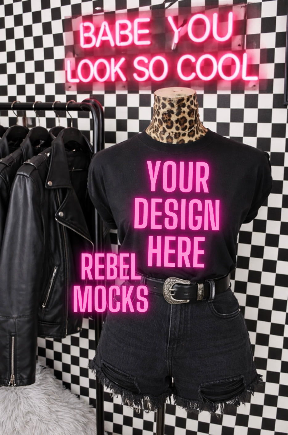 Black Tee Retail Display Edgy Alternative Mock  Up
