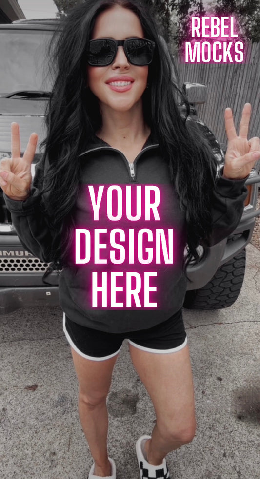 Jerzee Black 1/4 Zip Sweatshirt EDGY Model Mock Up