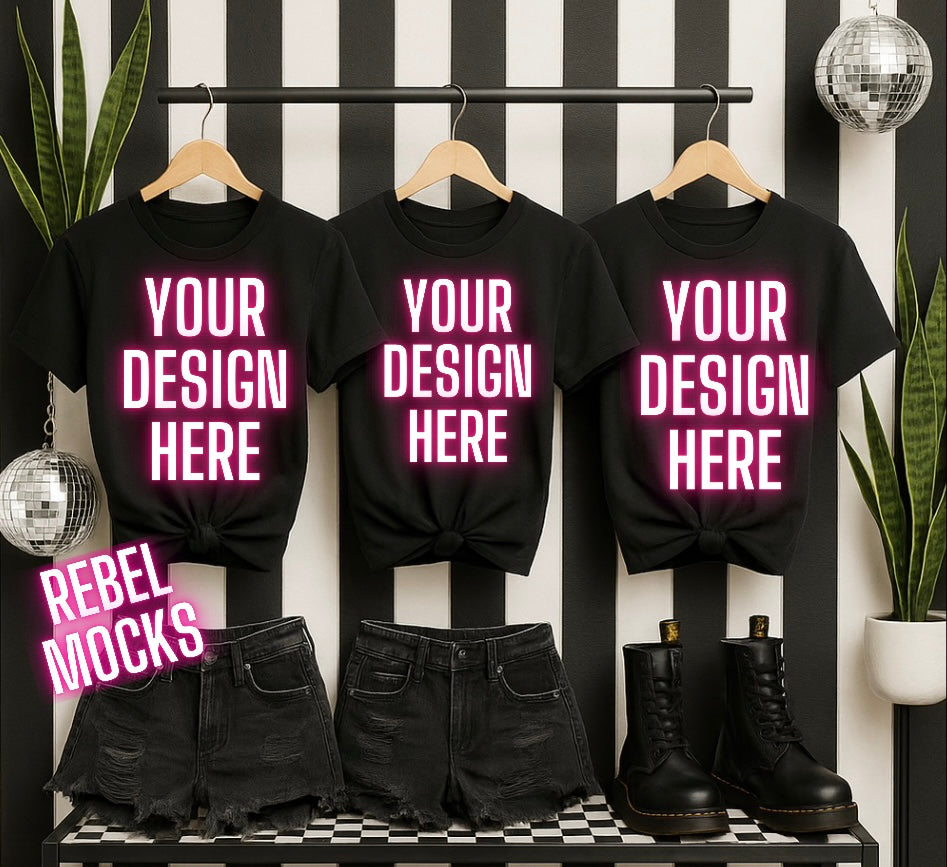 Black Tee Edgy Alternative Mock up