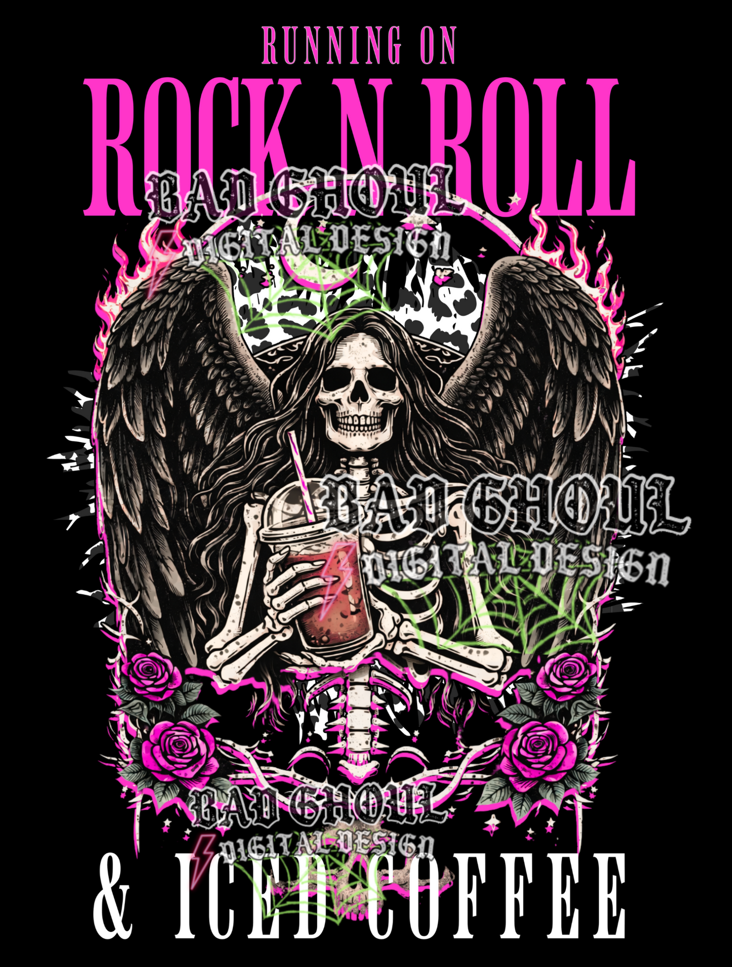 Running on Rock n Roll & iced coffee | PNG DOWNLOAD BLACK FAB ONLY