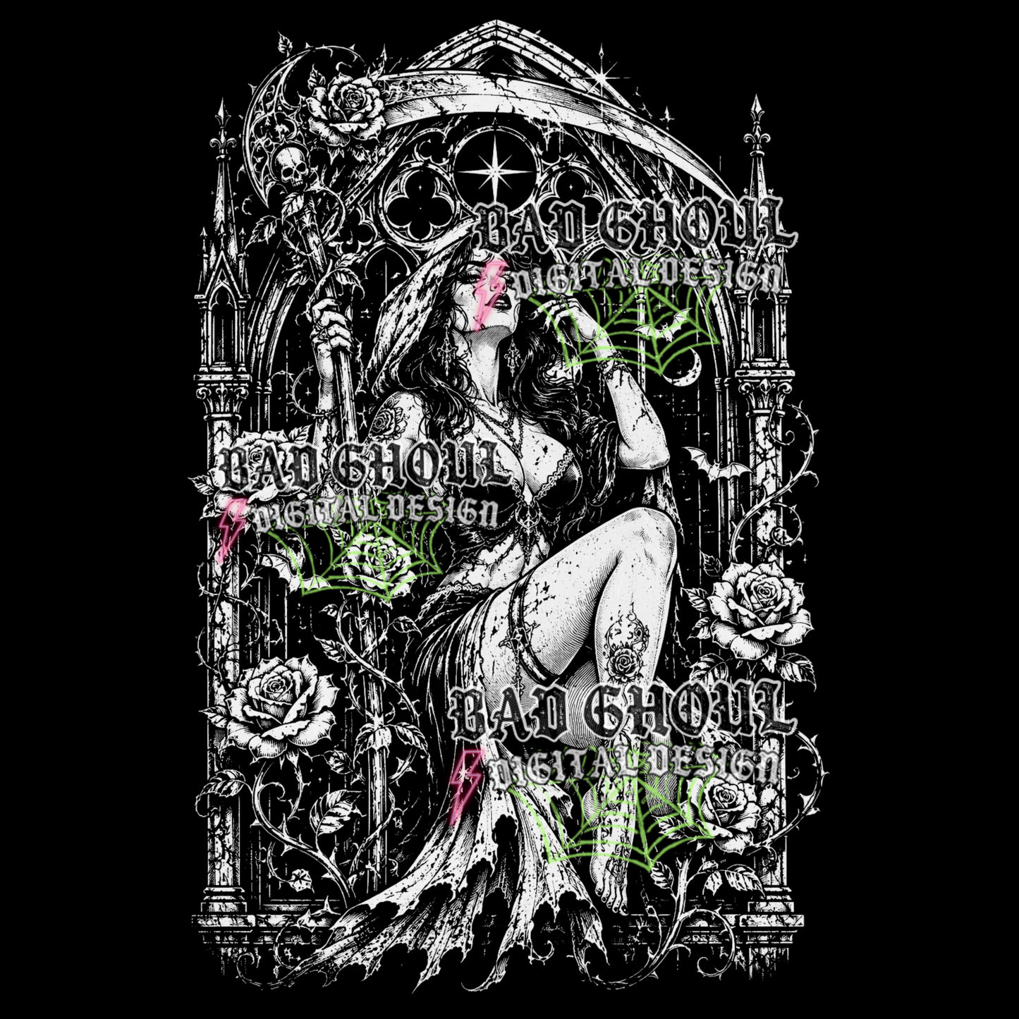Gothic Death Frame | PNG DOWNLOAD| Black Fabric Only
