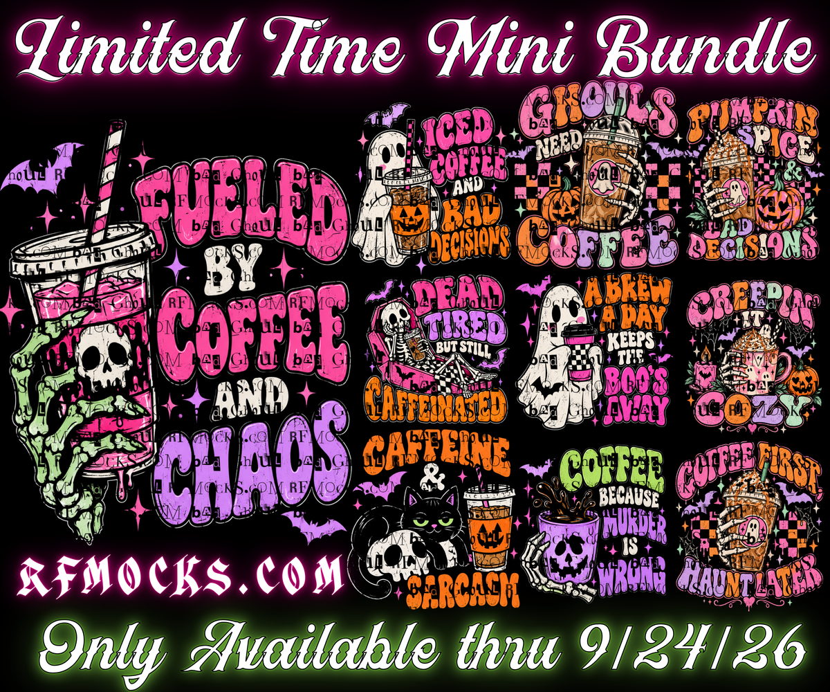 Fueled by Coffee | Limited Time Mini Bundle | PNG DOWNLOAD BLACK FAB ONLY