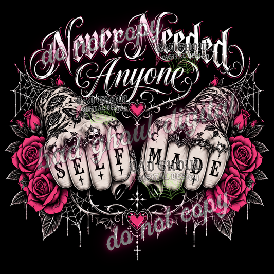 Never needed anyone | Knuckle Tattoos| PNG DOWNLOAD BLACK FAB ONLY