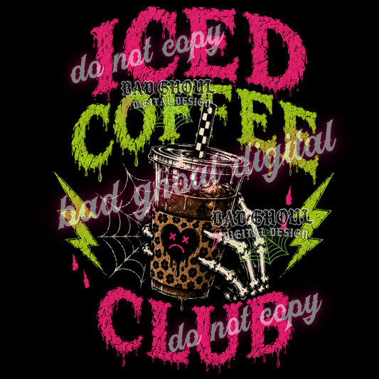 Iced Coffee Club | PNG DOWNLOAD | BLACK FAB ONLY
