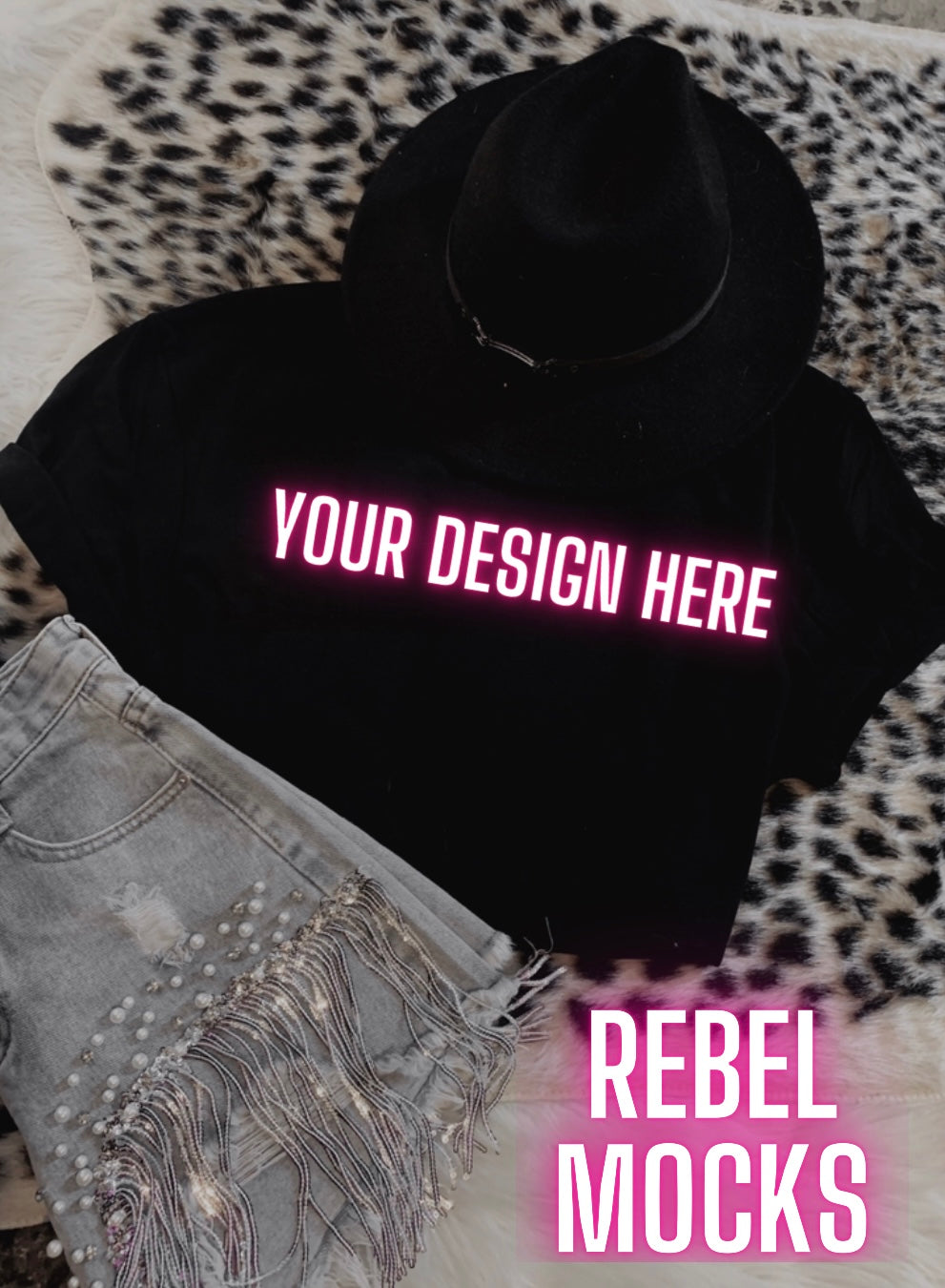 Black Tee flat lay  Mock Up