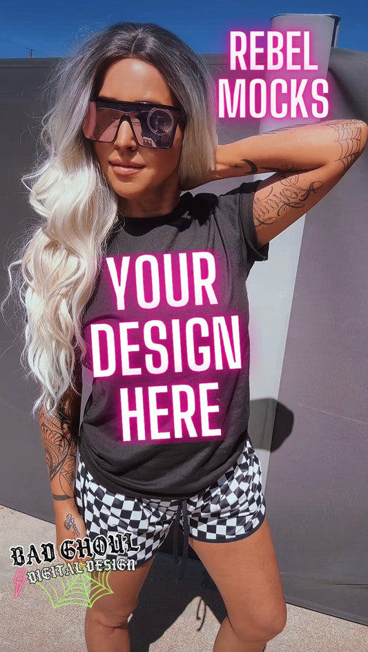 Black Tee IRL Model Mock Up Blondie Vibes