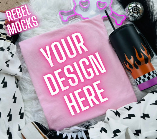 Light Pink Tee Trending Alternative Flat Lay Mockup