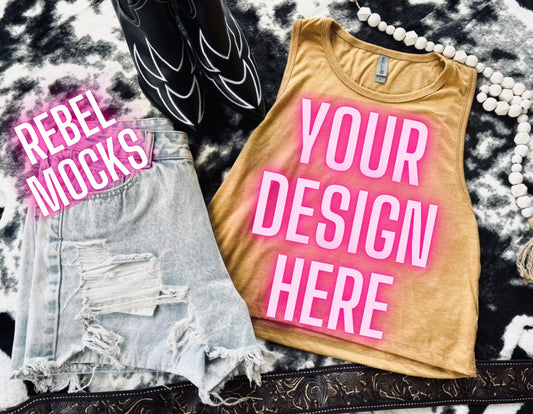 VIBIN Next Level Antique Gold Tank Flat Lay Mock UP
