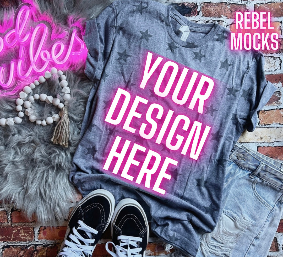 Code Five Stars Flat Lay Tee Mock TRENDING