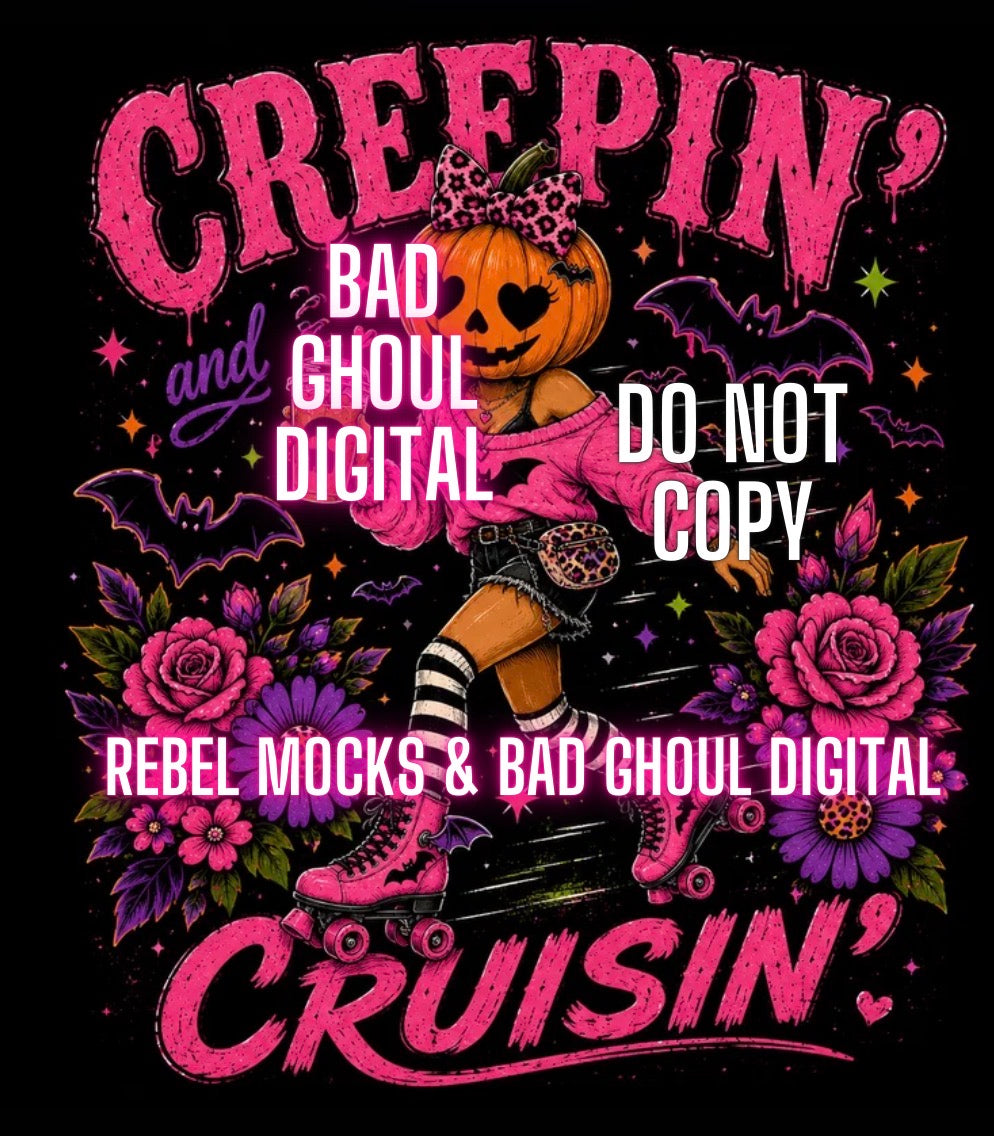 Creepin & Cruisin | PNG DOWNLOAD | Black Fabric Only