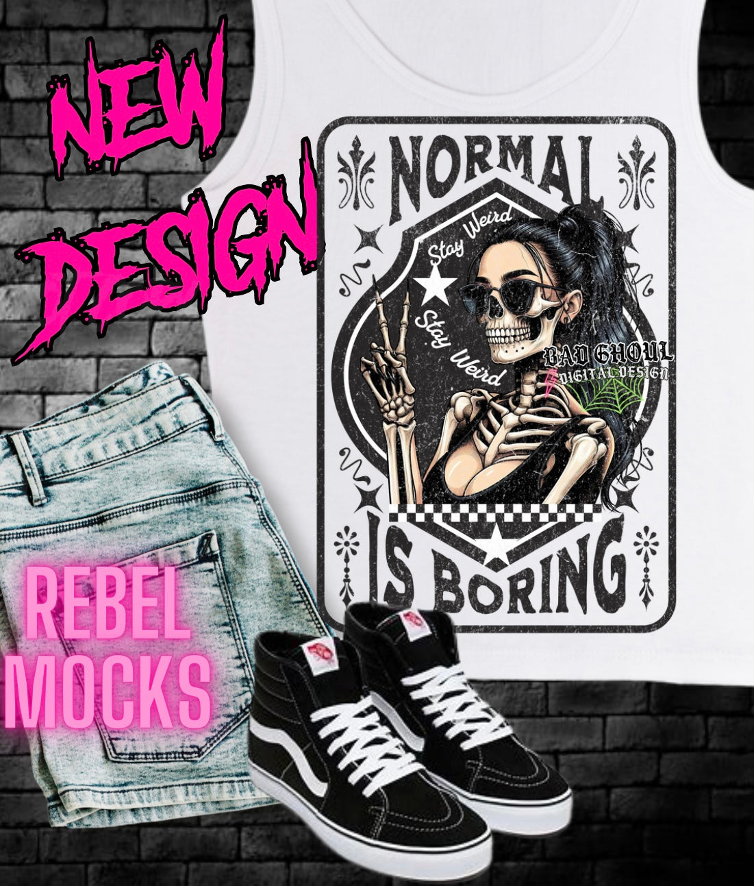 Normal Is Boring PNG Download 2 Files Black and White