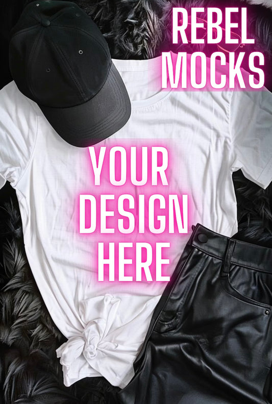 White Tee Flat Lay Mock Up TRENDING