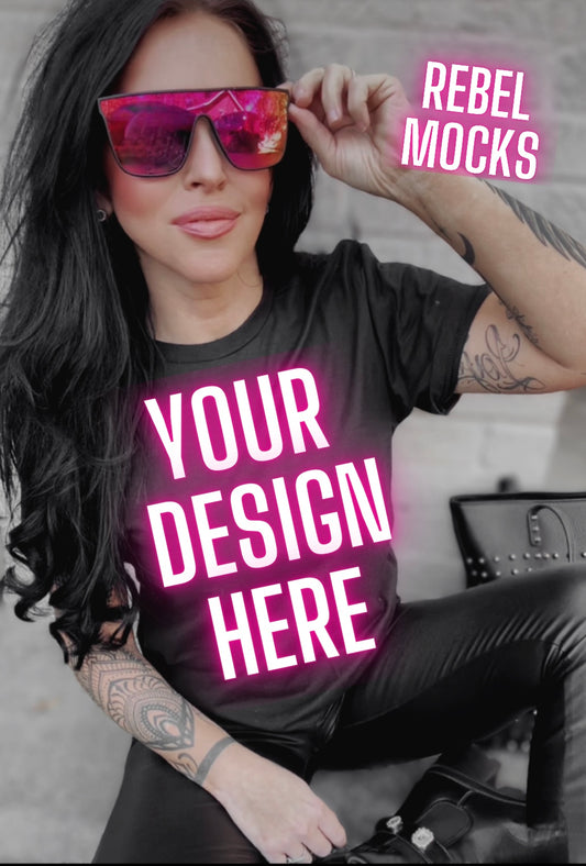 Edgy Black Tee Model Alt Vibes Mock Up