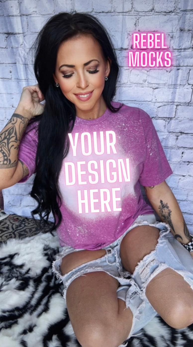 Bleach Softstyle Heather Radiant Orchid Mock UP Bundle 5 Mocks