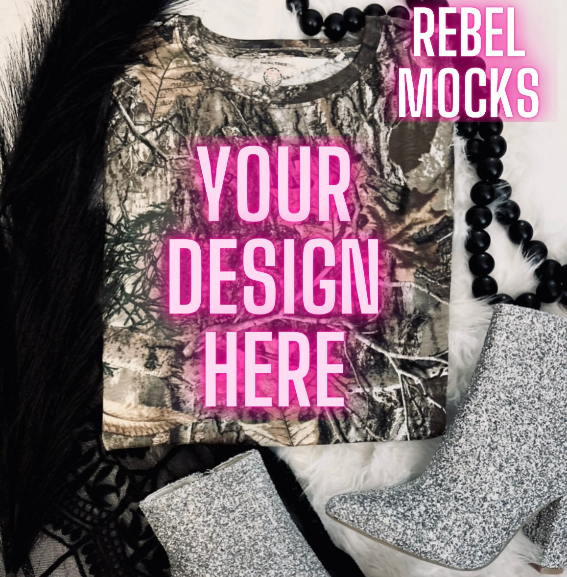 Leafy Camo Tee Flat Lay Mock Up