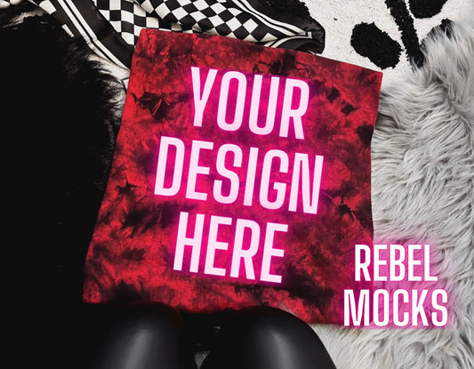 Alternative Vibes red and black crystal dye tee Trendy Mock Up