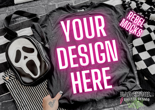 Black Tee Flat Lay Mock Up TRENDING