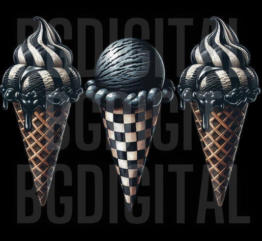 Black Ice Screams with Checkers PNG Download DTF and SUB Friendly