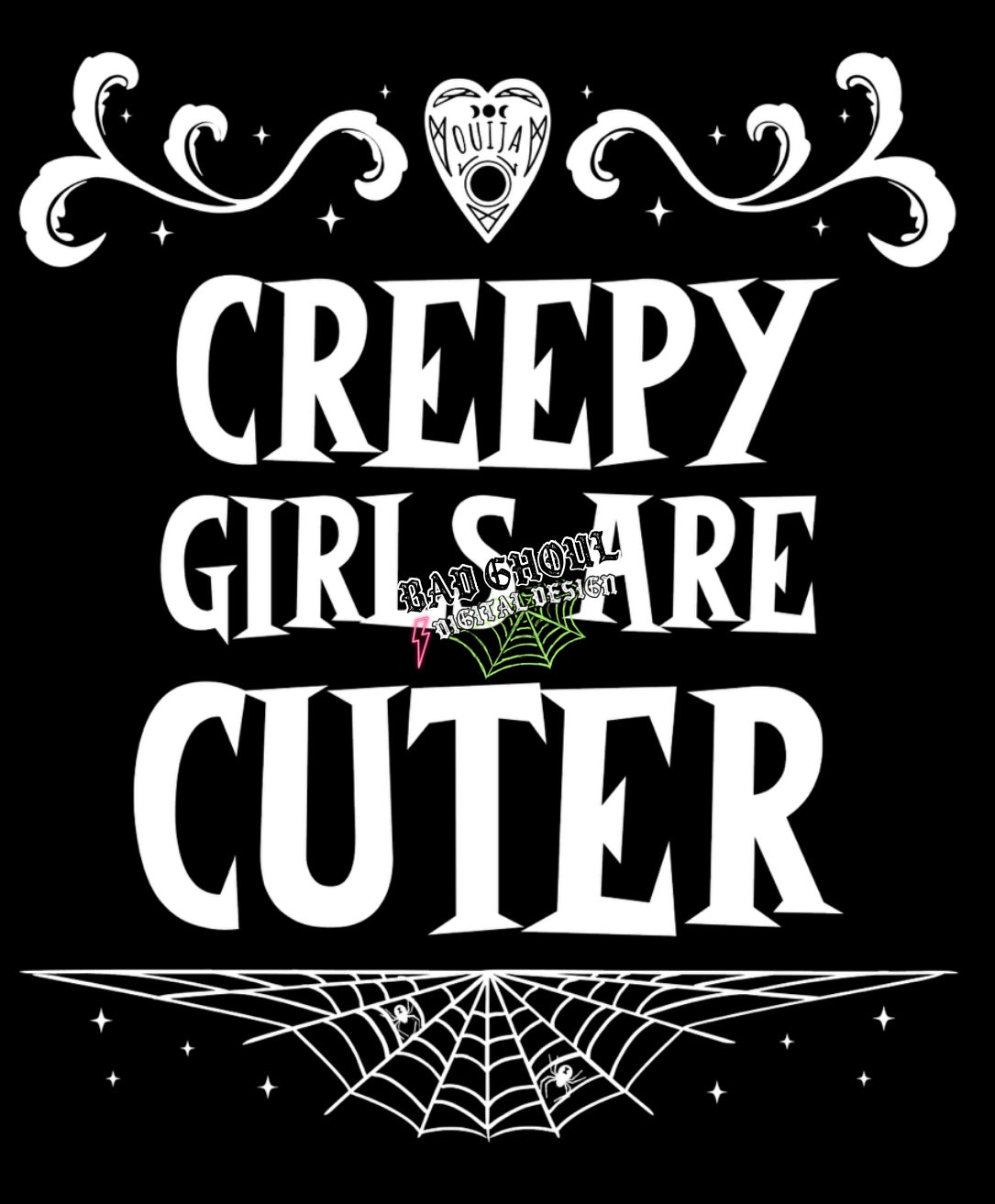 Creepy Girls are cuter PNG Download black and white 2 files