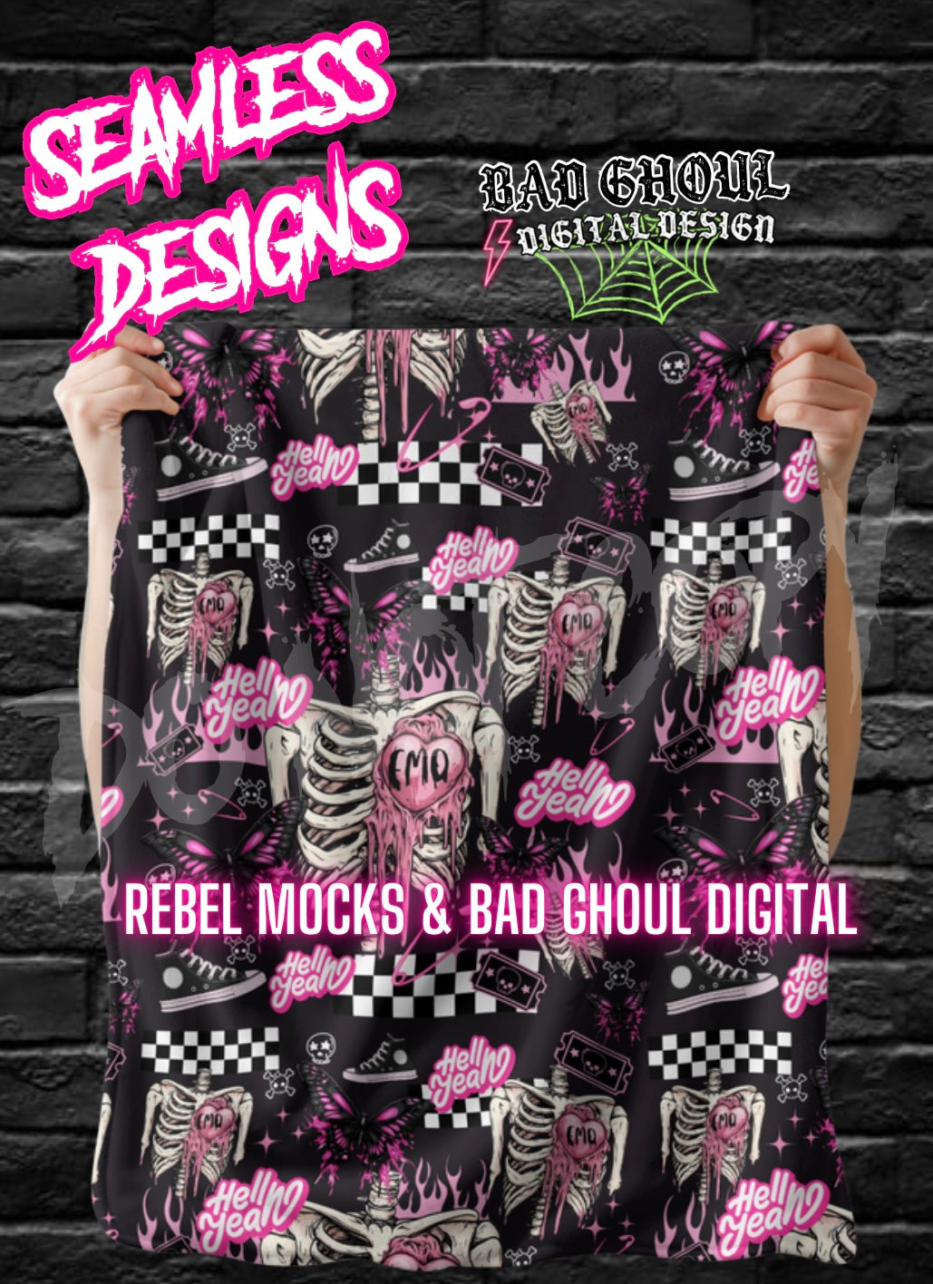Emo Ribcage Seamless PNG Download