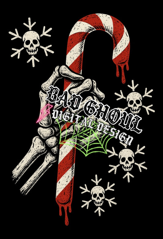 Skelly Candy Cane PNG DOWNLOAD Black Fab Only