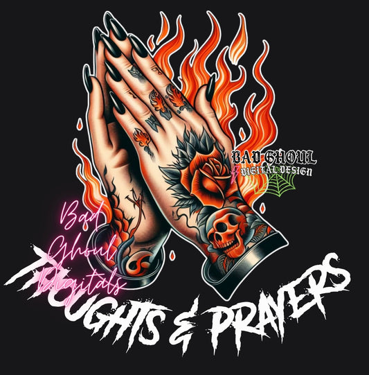 Thoughts & Prayers PNG Download DTF Front “Pocket” and Full Back