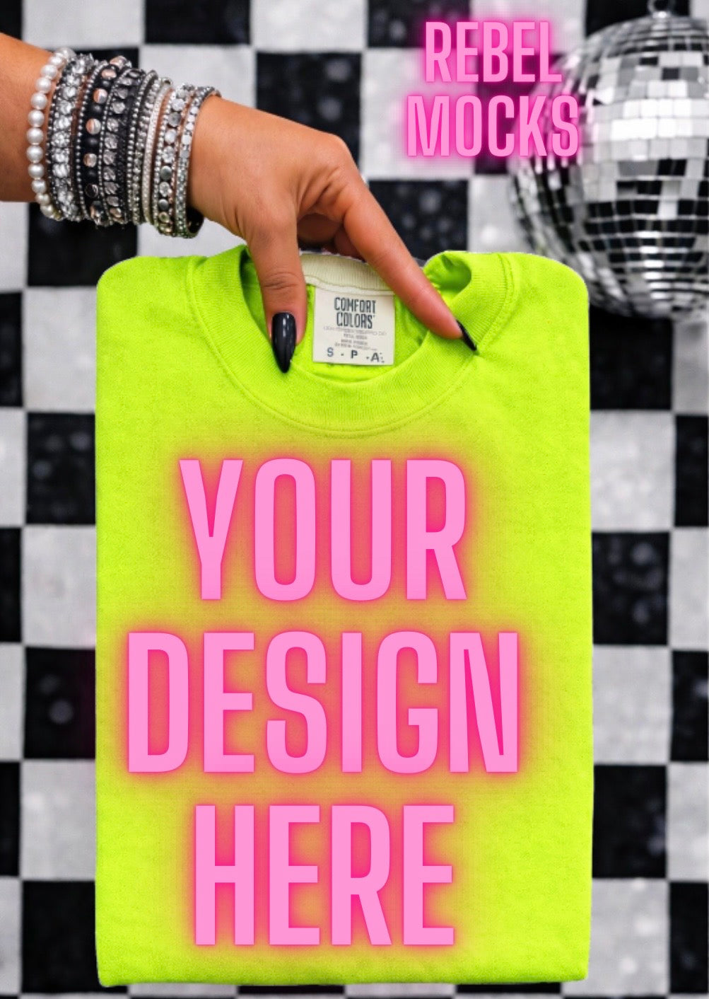 Comfort Colors Neon Lemon| Edgy Alternative Mock Up