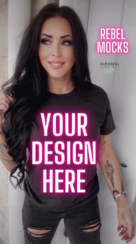 Black Tee Model Mock up IRL Alternative Edgy