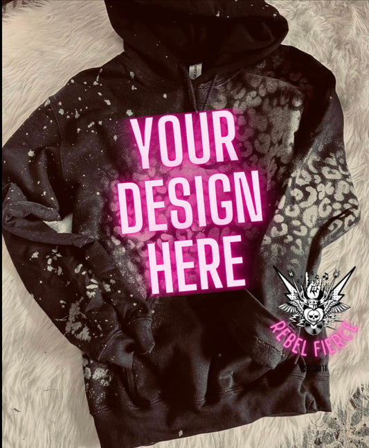 leopard Black Acid Wash Hoodie