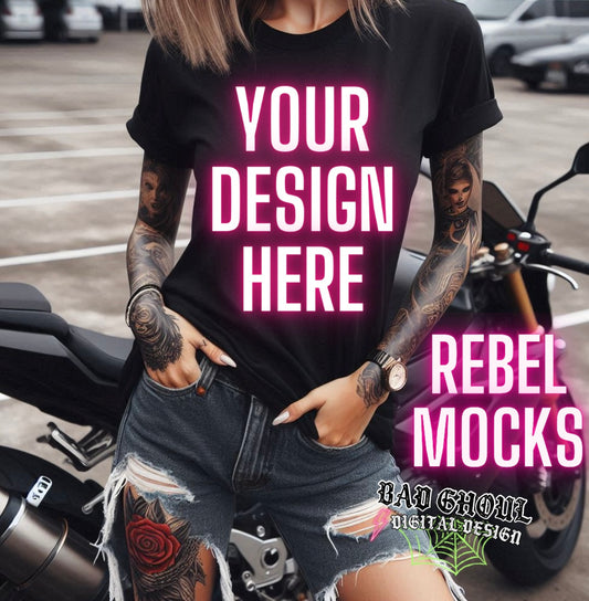 Black Tee EDGY Model Mock Up MOTO