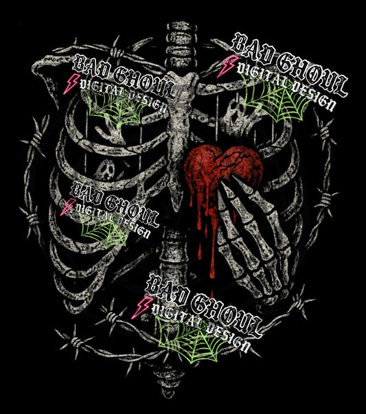 Bleeding Heart-PNG DOWNLOAD Black Fabric Only